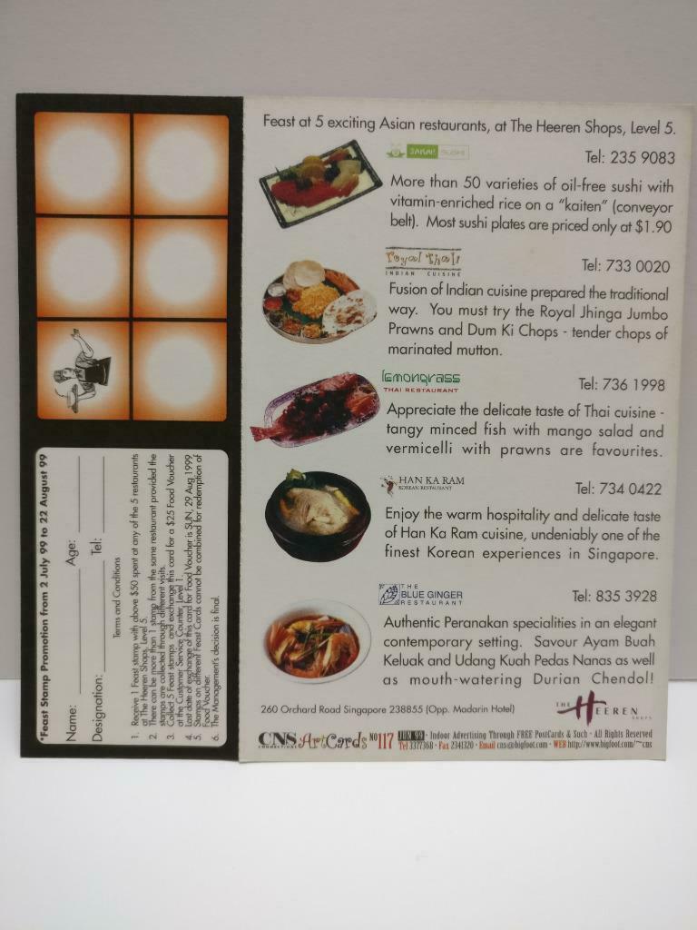 LUCKYPIGEON888 Singapore Food Festival Chef Feast 1999 Ad Postcard (E0095)