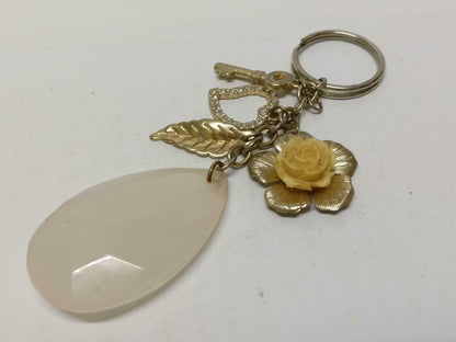 LP888 Vintage Flower Teardrop Acrylic Heart Multi Charms Keychain Keyring F/S (B832)
