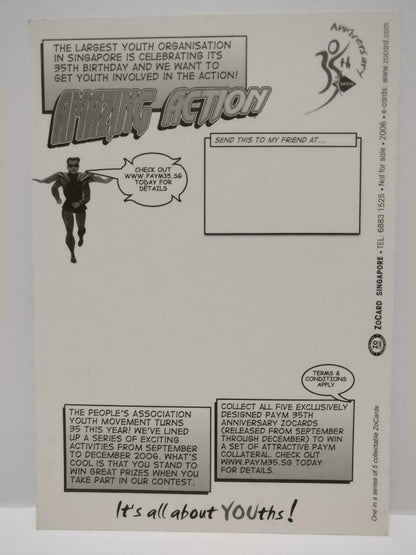 LUCKYPIGEON888 PAYM Comic Character Drawing Art 2006 Singapore Postcard Ad E0372