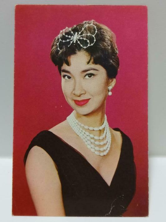 Vintage Hong Kong China Chinese Actress Black Gown Retro Photo Card F/S (P172)