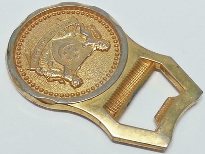 Vintage Singapore Lion City Merlion Gold Tone Bottle Opener (B022)