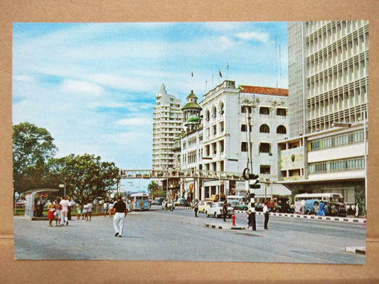 LUCKYPIGEON Collyer Quay Overhead Bridge Background Singapore Postcard (C2005)