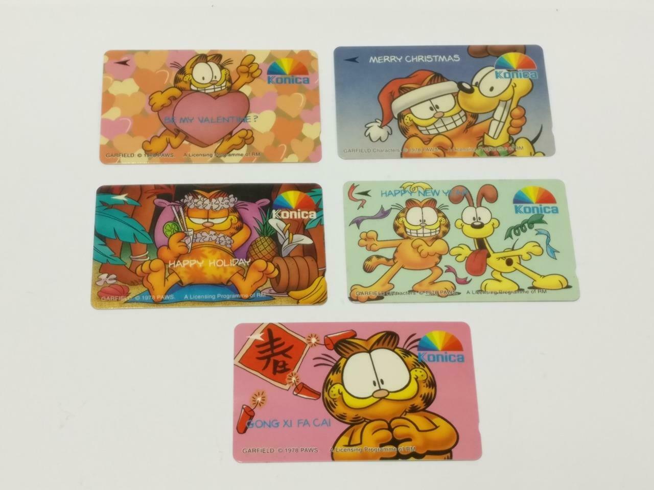 Garfield Cat KONICA X'mas Singapore Expired TELECARTE PHONECARD x5 F/S (A2404)