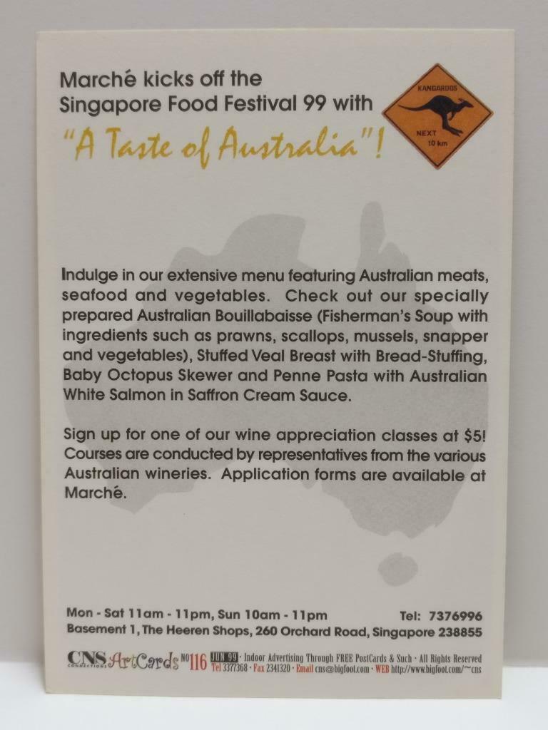 LUCKYPIGEON888 Marche Singapore Bread Steak Food 1999 Ad Postcard (E0245)