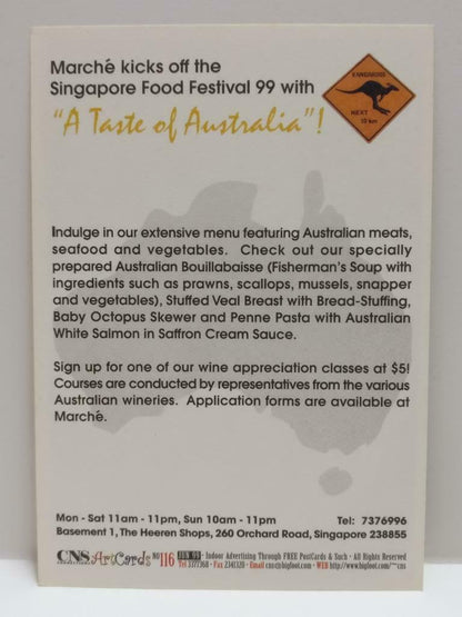 LUCKYPIGEON888 Marche Singapore Bread Steak Food 1999 Ad Postcard (E0245)