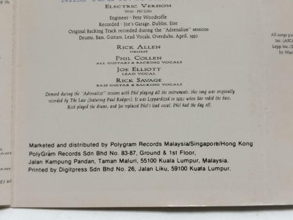 Def Leppard Retro Active 1993 Mega Rare Malaysia English Cassette CT542