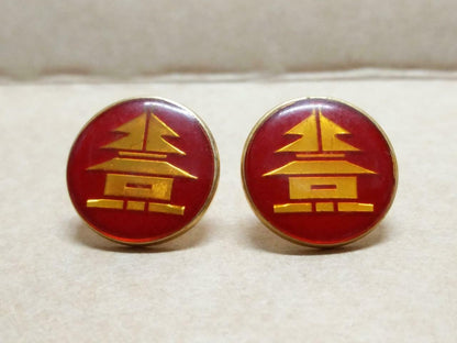 Vintage China Beijing Temple of Heaven Mini Pin Badges x2 (B539)