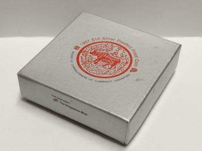 Singapore $10 Ox 1997 Proof 2 OZ Silver Coin With Box & Cert (C047b)
