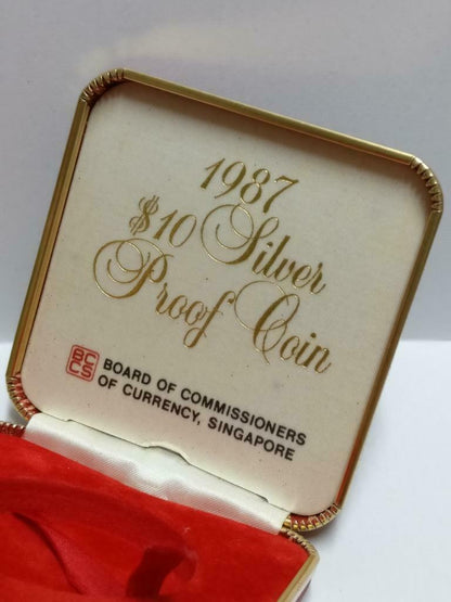 Singapore $10 Rabbit 1987 Proof Silver Coin With Box & Cert (C041b)