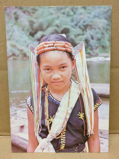 LUCKYPIGEON Murut Girl Traditional Malaysia Sabah Pensiangan Postcard F/S C1922