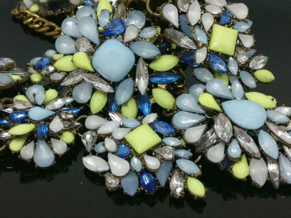 CJ888 Vintage Beautiful Pastel Flower Bronze Women Estate Necklace F/S J530