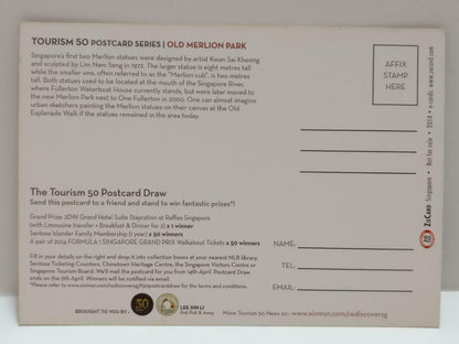 LUCKYPIGEON888 Singapore The Merlion Tourism Drawings 2014 Ad Postcard (E0411)