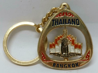 LP888 Thailand Bangkok Marble Temple Souvenir Gold Tone Keychain Keyring F/S  (B759)