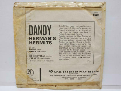 Herman's Hermits Dandy 1966 Rare Columbia India 7" EP Englsih SEG8520 (EP010)