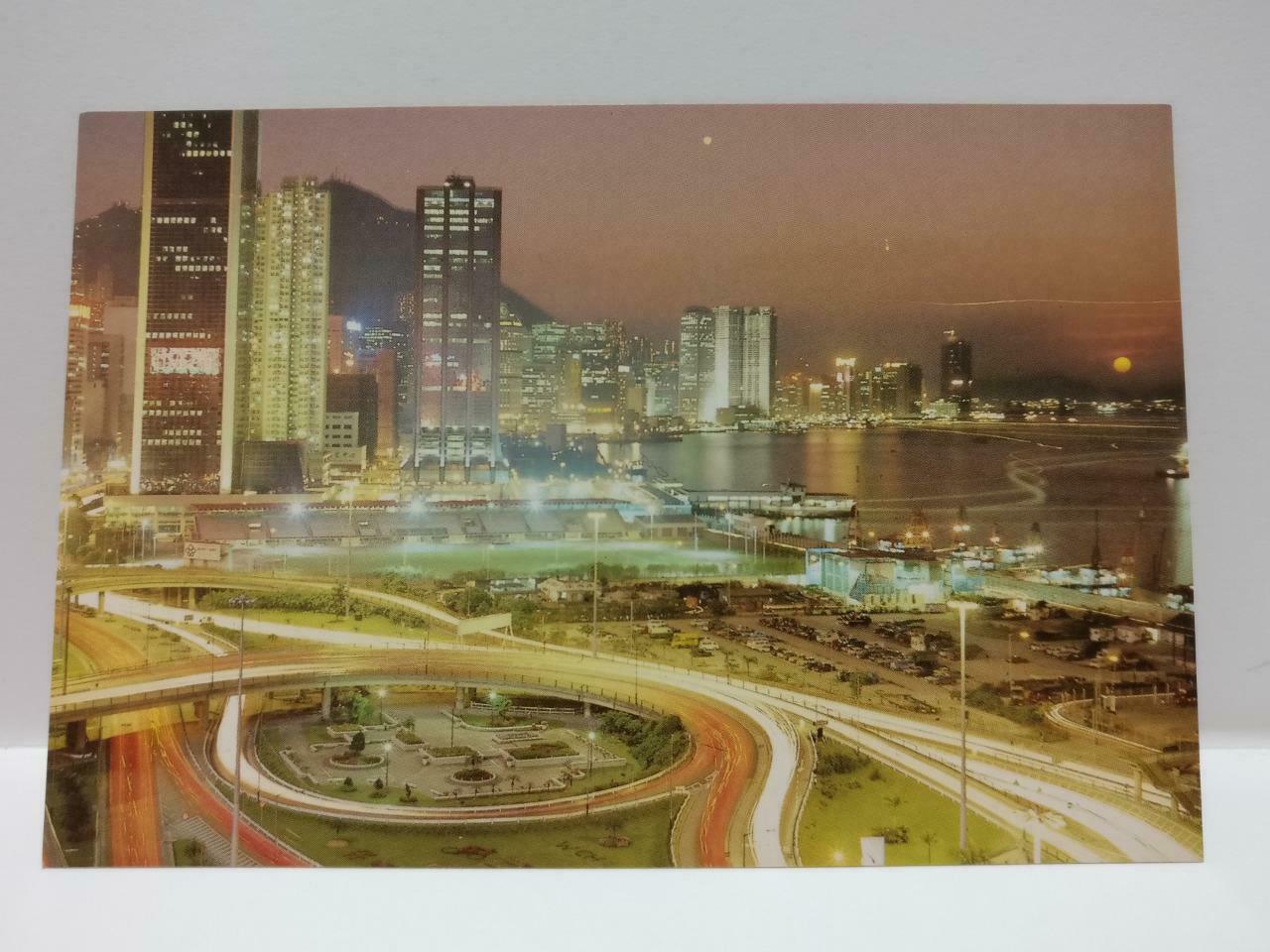 Vtg Hong Kong Beautiful Dusk Scene of Victoria 維多利亞城 夜景 Building Postcard (P772)