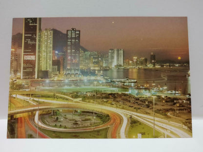 Vtg Hong Kong Beautiful Dusk Scene of Victoria 維多利亞城 夜景 Building Postcard (P772)
