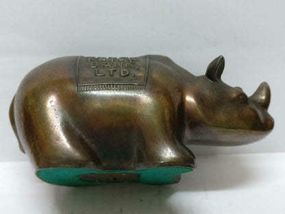 Rare 70's Vintage 崇僑銀行 Singapore Chung Khiaw Bank Coin Bank Bronze Rhino (A1654)