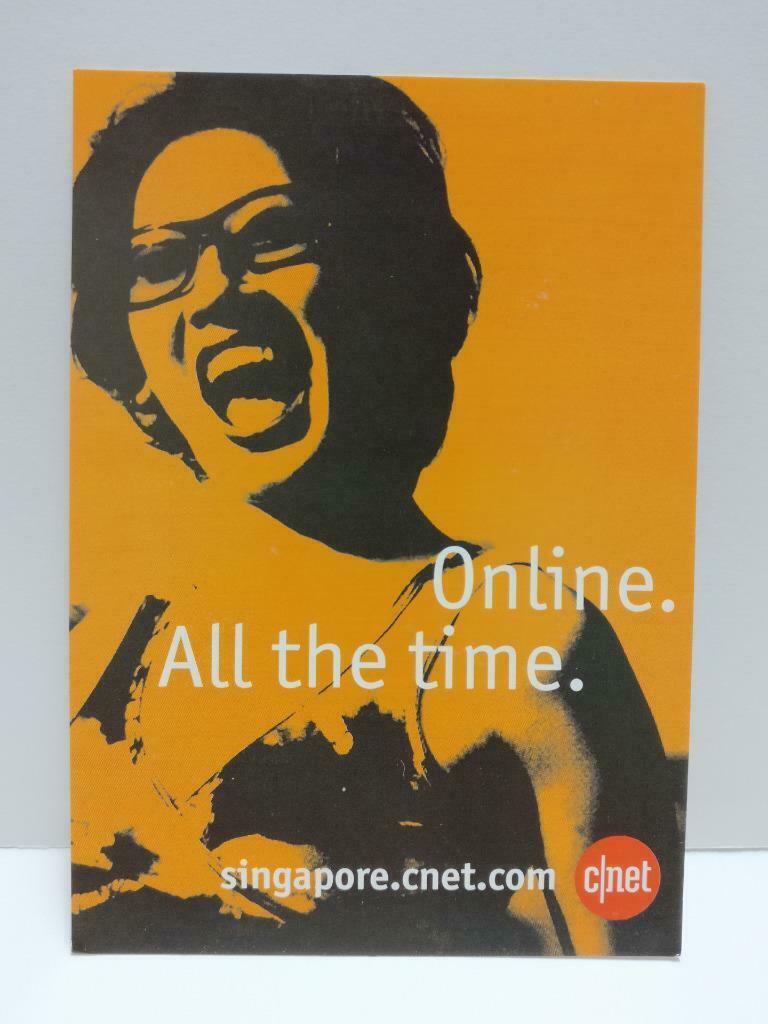 LUCKYPIGEON888 Singapore Cnet Laughing Lady Orange Advert Postcard (E0106)