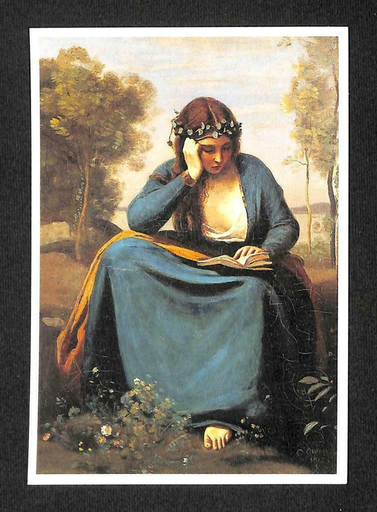 LUCKYPIGEON Camille Corot 1796-1875 Woman Reading A Book Postcard (C1710)
