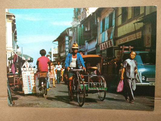 LUCKYPIGEON Bugis Street Man On Trishaw Singapore Transport Postcard (C1990)