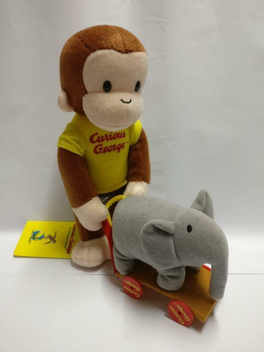 Japan Rare Prize Curious George & Elephant 11" Plush Soft Toy F/S (PTY085)