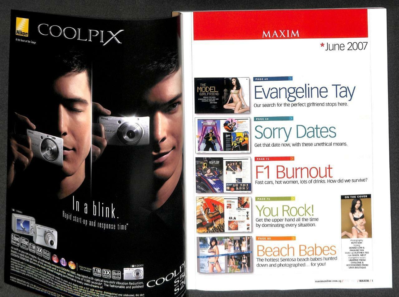 Singapore Maxim Magazine 2007 Sexy Girl Evangeline Bra Bikini Beach Babes M035