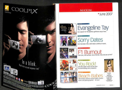 Singapore Maxim Magazine 2007 Sexy Girl Evangeline Bra Bikini Beach Babes M035