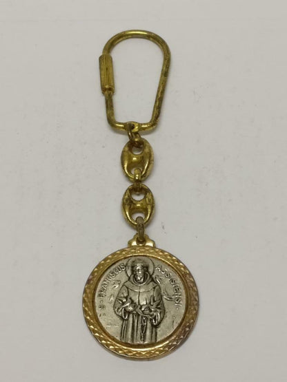 LP888 Jesus S. Franciscus Assisiensis Confessor Gold Tone Keyring Keychain F/S B790