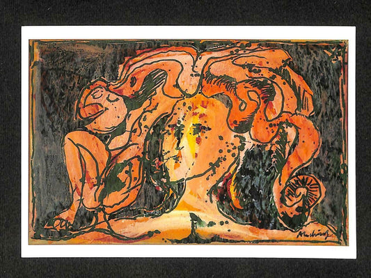 LUCKYPIGEON Pierre Alechinsky La Cantatrice 1966 Abstract Art Postcard (C1663)