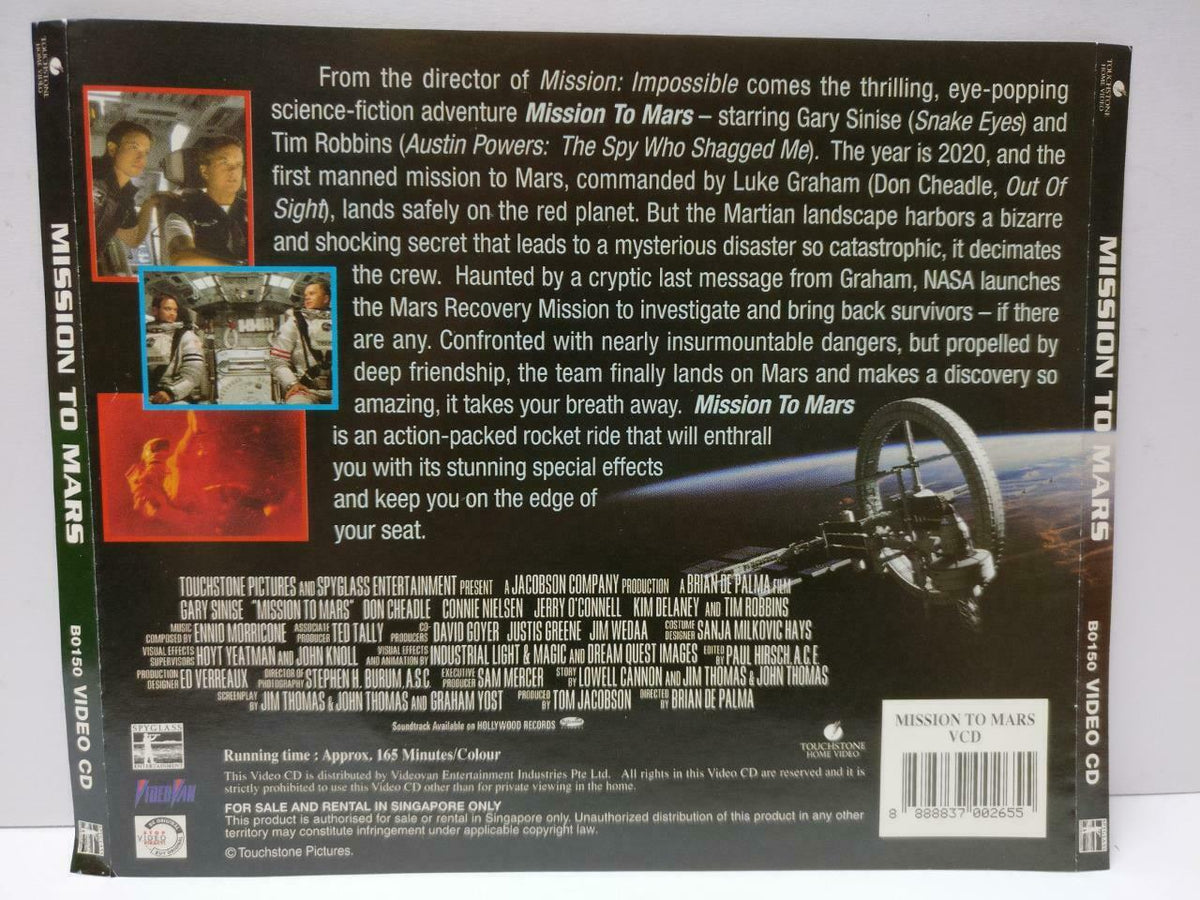 Movie Misson To Mars Gary Sinise Tim Robbins Singapore Video CD 2x VCD CDS558