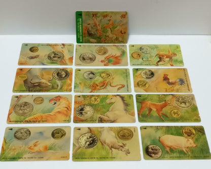 Rare New Unused Chinese Zodiac 十二生肖 Singapore Phone cards Set x13 F/S (A2406)