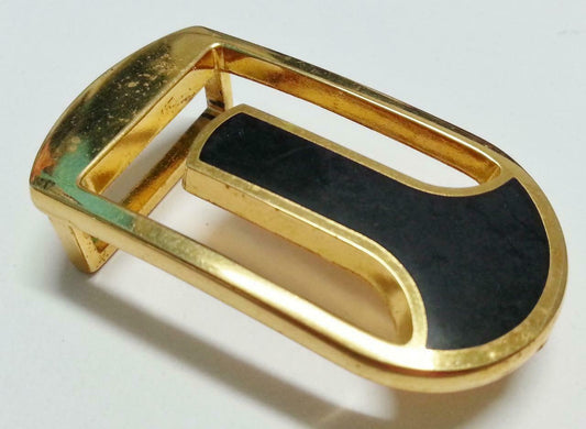 Rare Vintage Made In Italy Stainless Steel Gold Plated Retro Belt Buckle (B414)