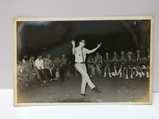 Vintage Singapore Scout Teachers Students Outdoor Dancing Candid B&W Photo P500