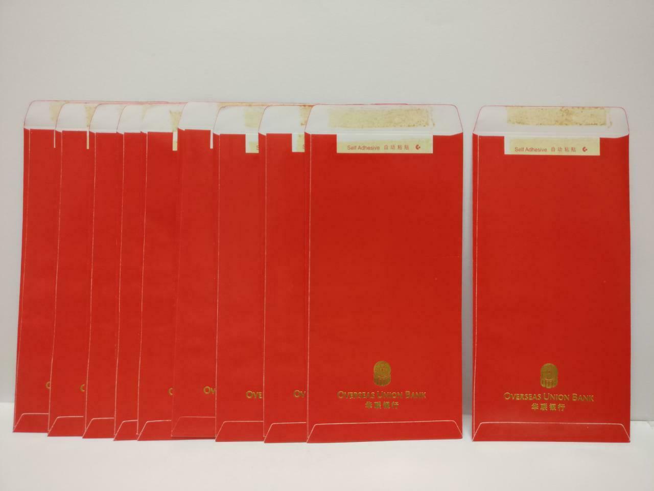 OUB 福 Chinese New Year Red Packet Money Paper Envelope x Lot of 10 (P1040)