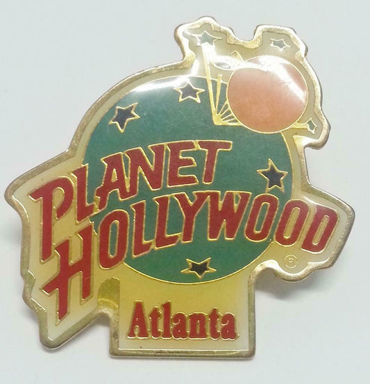 Rare Vintage Planet Hollywood Atlanta Gold Tone Pin Badge Orange Star F/S (B123)