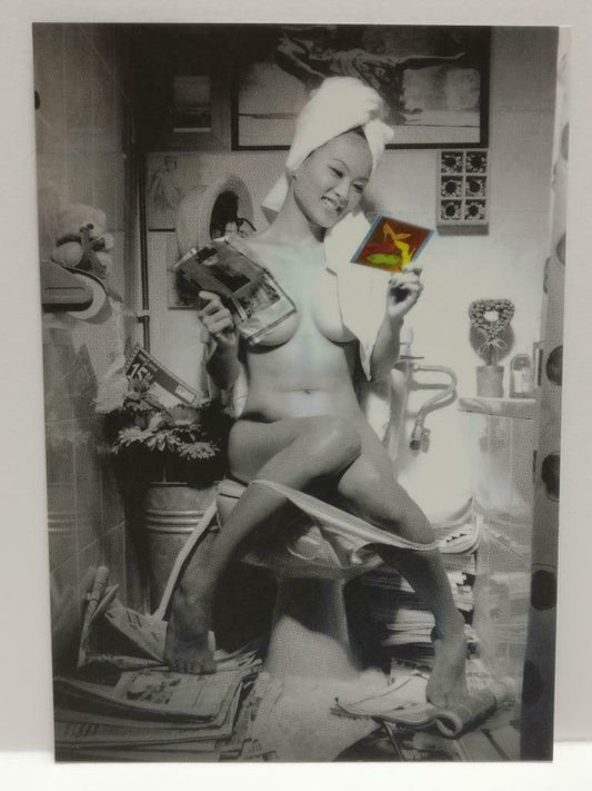 LUCKYPIGEON888 Sexy Cheesecake Woman Restroom Singapore Ad Postcard (E0227)