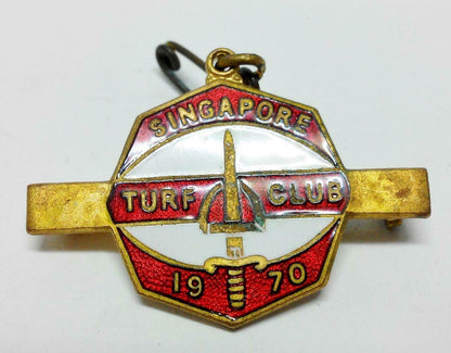 Mega Rare Vintage Singapore Turf Club 1970 W.O. Lewis (Badges) Pin Badge (B364)