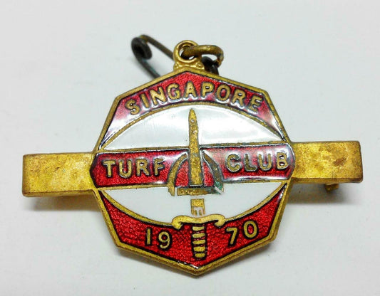Mega Rare Vintage Singapore Turf Club 1970 W.O. Lewis (Badges) Pin Badge (B364)