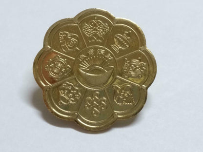 Chinese Feng Shui Auspicious Ying Yang Good Luck Ingot Gold Tone Coin Medal B927