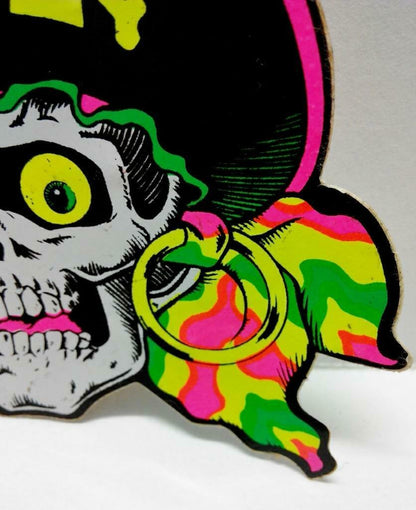 Vintage 80’s Sticker Neon Colourful Skull F/S (A807)