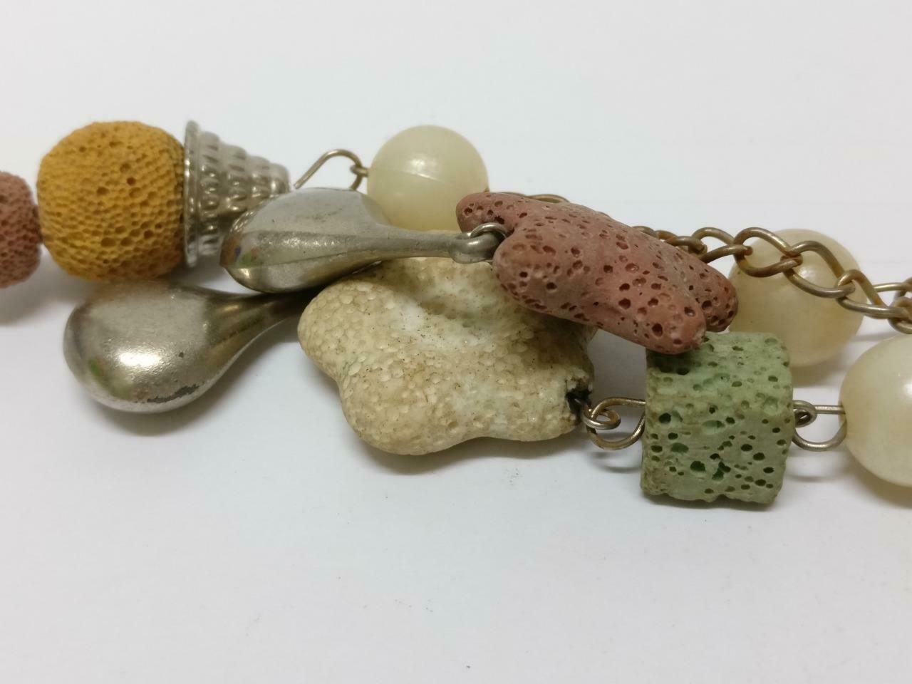 LP888 Rare Vintage Star Faux Pearl Flower Bag Multi Charms Keychain Keyring F/S (B834)