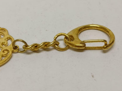 Vintage Beautiful Letter Initial M Gold Tone Metal Keyring Keychain F/S (B782)