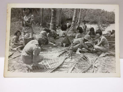 Vintage Singapore Scouts Girls Boy At Outdoor Training Seaside B&W Photo (P505)