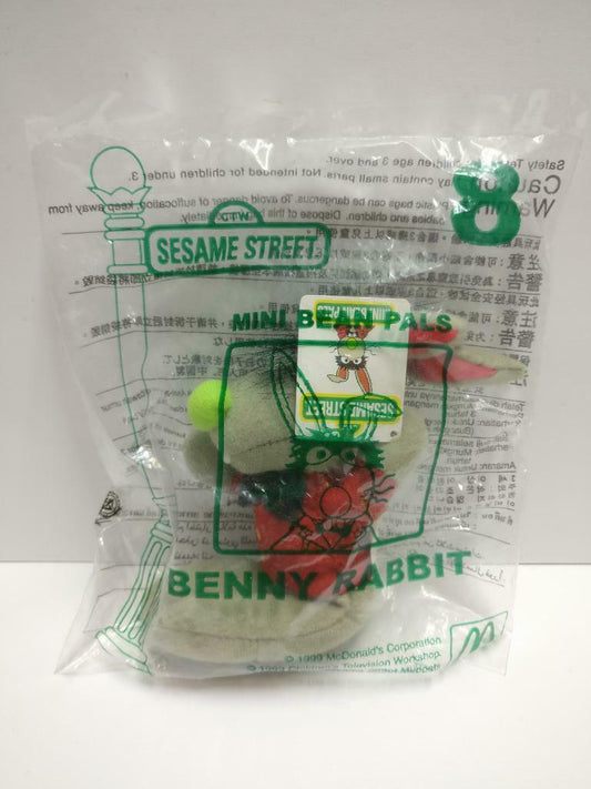 Sealed Sesame Street Mini Bean Pals Benny Rabbit Plush Soft Toy F/S (PTY168)