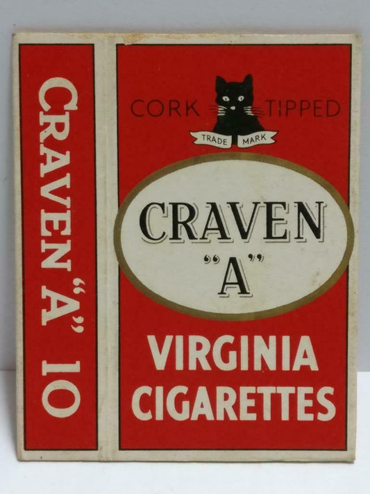 Vintage Craven "A" Virginia Cigarettes Cat Ephemera Empty Paper Box F/S (A2311)