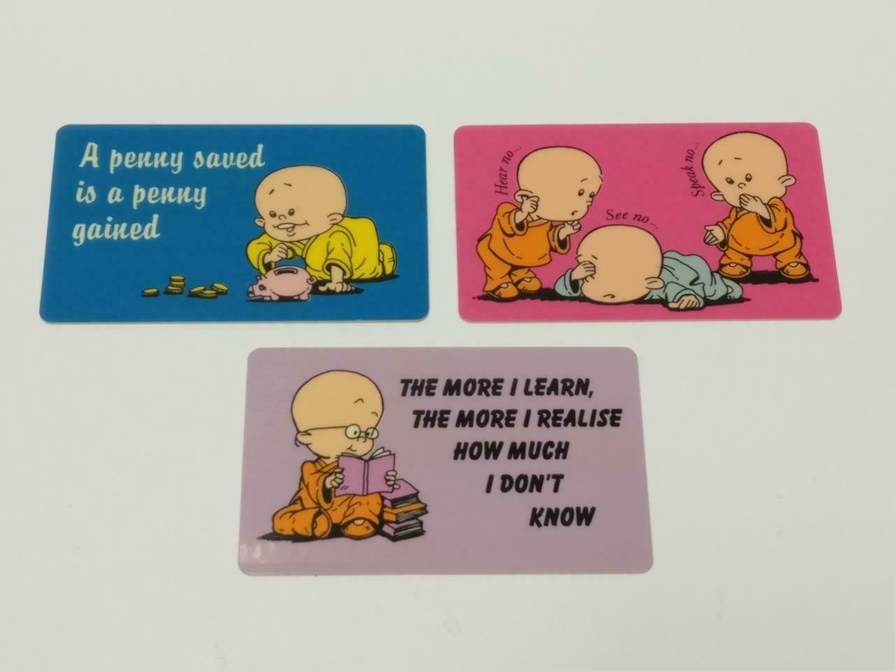 Cute Little Monk 小和尚 Chinese English Quotes Plastic Card x6 Lot F/S (A2405)