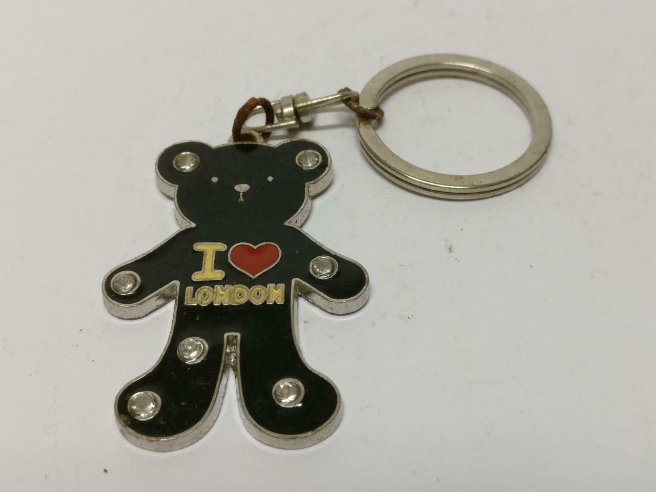 LP888 Vintage I Love London Cute Black Bear Rhinestones Souvenir Keychain F/S (B796)