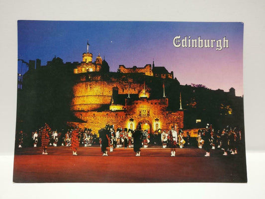 Vintage Scotland Edinburgh Military Tattoo Scenic Nightview Color Postcard P574