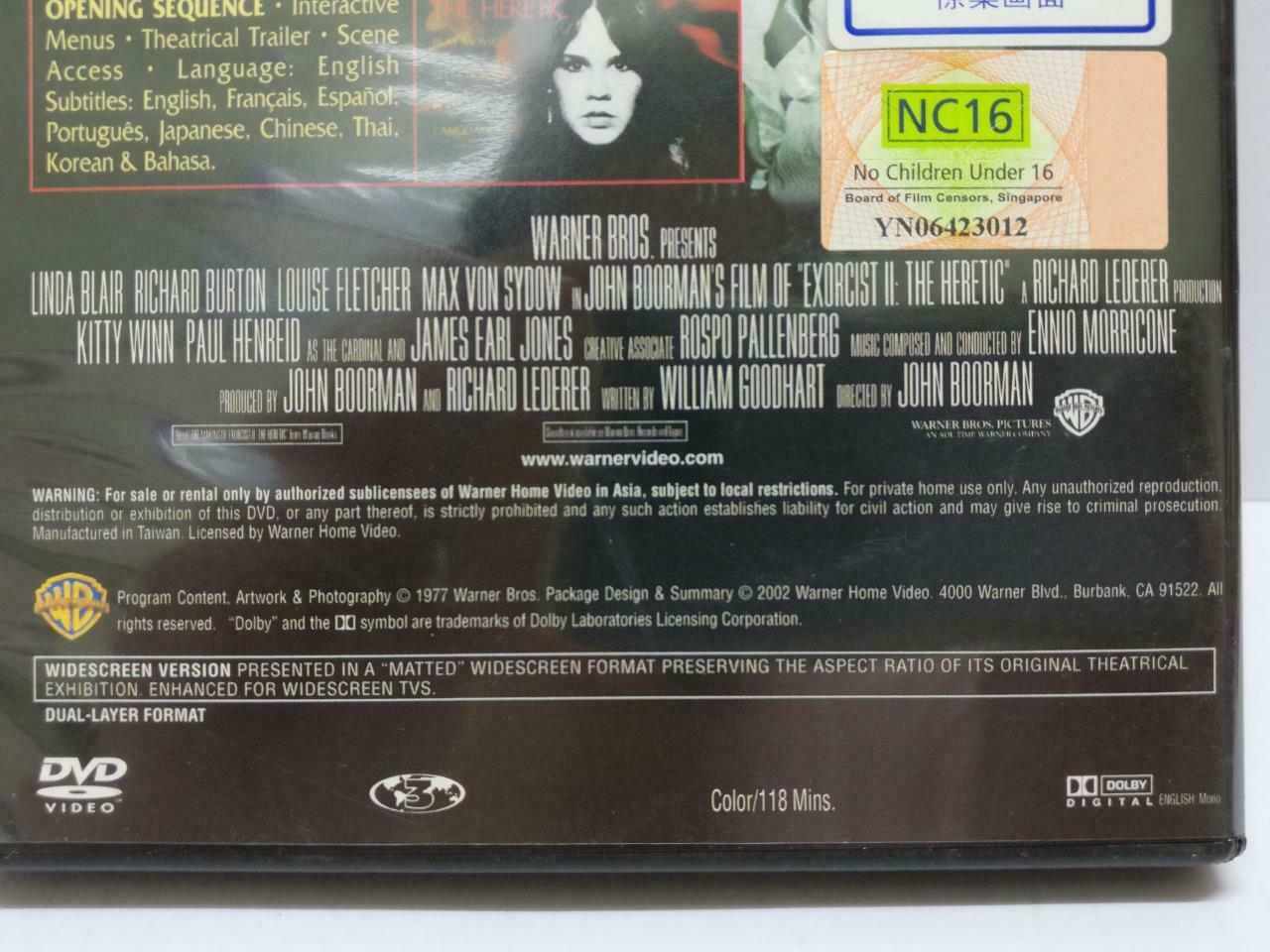 Exorcist II The Heretic Horror Movie Rare 2002 Taiwan DVD Eng Sub R3 (DVD051)