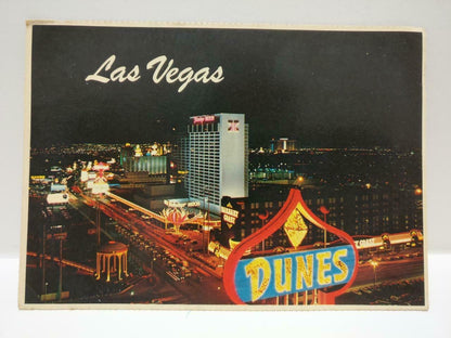 Vtg View From Dunes Hotel Glittering Lights Las Vegas USA Color Postcard (P596)